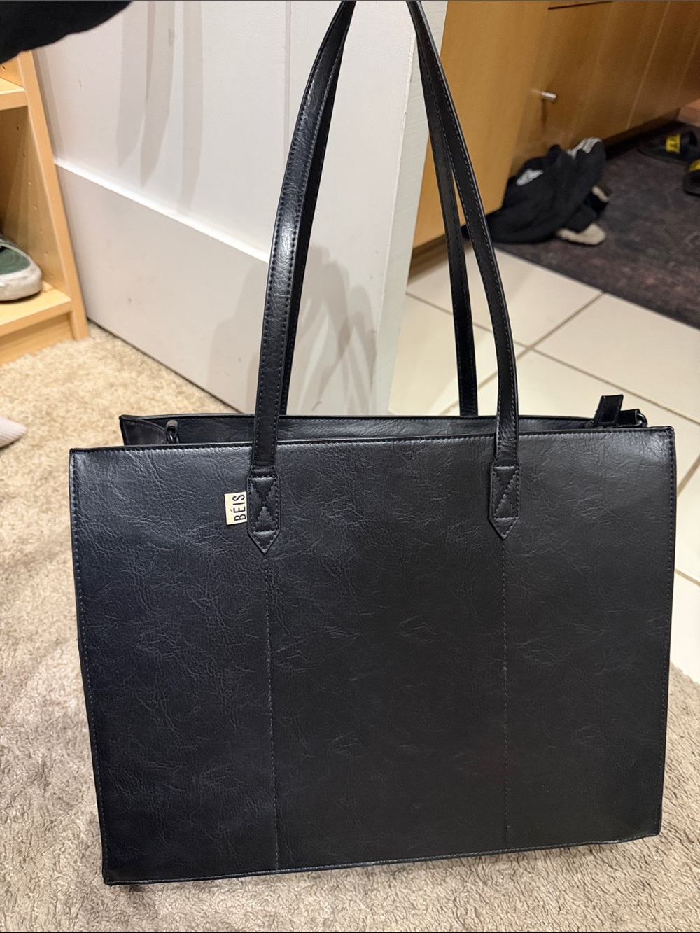 BEIS Black Laptop Tote Bag
